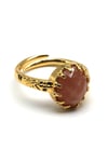Ay Taşı Doğal Taş Ayarlanabilir Gold Renkli Yüzük - YZK-0198