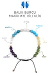 Balık Burcu Taşlarından Oluşan Doğal Taş Makrome Bileklik 6 mm Küre Kesim - Burç Bilekliği