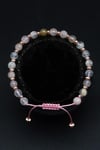 Flower Agate Doğal Taş Makrome Örme Bileklik Fastli Küre Kesim
