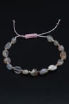 Flower Agate Doğal Taş Makrome Örme Bileklik Küre Kesim
