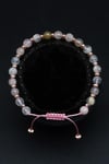Flower Agate Doğal Taş Makrome Örme Bileklik Fastli Küre Kesim