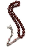 Garnet Doğal Taş 925 Ayar Gümüş Tesbih 8 mm Küre Kesim - T-1786