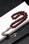 Garnet Doğal Taş 925 Ayar Gümüş Tesbih 8 mm Küre Kesim - T-1786