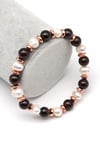 Garnet-İnci Doğal Taş Bileklik 8 mm Küre Kesim - BLK-2260