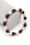 Garnet-İnci Doğal Taş Bileklik 8 mm Küre Kesim - BLK-2260