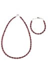 Garnet-Lal Doğal Taş Kolye - Bileklik 2'li Set
