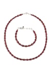 Garnet-Lal Doğal Taş Kolye - Bileklik 2'li Set