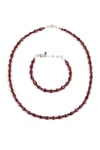 Garnet-Lal Doğal Taş Kolye - Bileklik 2'li Set