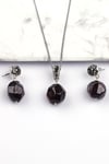 Garnet - Lal Doğal Taş Kolye - Küpe 2'li Set