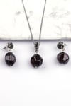 Garnet - Lal Doğal Taş Kolye - Küpe 2'li Set