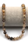 Golden Rutil Kuvars Doğal Taş Dizi 8 mm Küre Kesim - DZ-1037