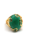 Green Kuvars Doğal Taş Ayarlanabilir Gold Renkli Yüzük - YZK-0182