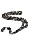 Gümüş İşlemeli Erzurum Oltu Tesbih 6 x 10 mm. Arpa Kesim - T-1916