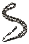 Gümüş İşlemeli Erzurum Oltu Tesbih 6 x 10 mm. Arpa Kesim - T-1916