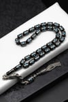 Gümüş İşlemeli Erzurum Oltu Tesbih 7 x 10 mm. Kapsül Kesim - T-1622