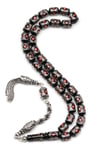 Gümüş İşlemeli Erzurum Oltu Tesbih 7 x 10 mm. Kapsül Kesim - T-1621