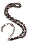 Gümüş İşlemeli Erzurum Oltu Tesbih 7 x 10 mm. Beyzi Kesim - T-1625