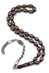 Gümüş İşlemeli Erzurum Oltu Tesbih 7 x 10 mm. Beyzi Kesim - T-1625