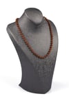 Hessonite Garnet - Lal Doğal Taş 6 mm Düğümlü Kolye