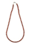 Hessonite Garnet - Lal Doğal Taş 6 mm Düğümlü Kolye