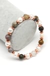 Jasper-İnci Doğal Taş Bileklik 8 mm Küre Kesim - BLK-2312