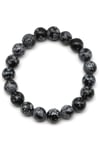 Karlı Obsidyen Doğal Taş Bileklik 10 mm Küre Kesim - BLK-2165