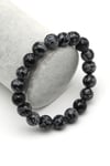 Karlı Obsidyen Doğal Taş Bileklik 10 mm Küre Kesim - BLK-2165