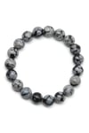 Karlı Obsidyen Doğal Taş Bileklik 10 mm Küre Kesim - BLK-2529