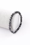 Karlı Obsidyen Doğal Taş Bileklik 6 mm Küre Kesim