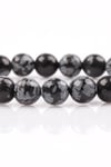 Karlı Obsidyen Doğal Taş Bileklik 8 mm Fasetli Küre Kesim