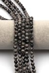 Karlı Obsidyen Doğal Taş Dizi 6 mm Küre Kesim - DZ-1079