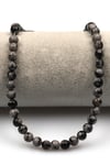 Karlı Obsidyen Doğal Taş Dizi 6 mm Küre Kesim - DZ-1079