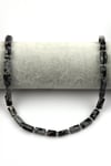 Karlı Obsidyen Doğal Taş Dizi 7 x 12 mm Boru Kesim