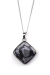 Karlı Obsidyen Doğal Taş Piramit Model Kolye