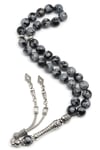 Karlı Obsidyen Doğal Taş Tesbih 8 mm Küre Kesim TSB-0577