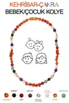 Kehribar-Çakra Doğal Taş Bebek/Çocuk Kolyesi-35 cm