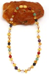 Kehribar-Çakra Doğal Taş Bebek/Çocuk Kolyesi-33 cm