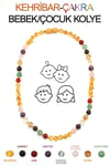 Kehribar-Çakra Doğal Taş Bebek/Çocuk Kolyesi-35 cm