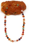 Kehribar-Çakra Doğal Taş Bebek/Çocuk Kolyesi-33 cm