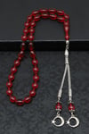 Kırmızı Sıkma Tesbih 6 x 10 mm Arpa Kesim