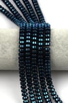 Lacivert Renkli Hematit Dizi 4 x 8 mm Rondel Kesim