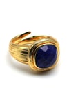 Lapis Lazuli Doğal Taş Ayarlanabilir Gold Renkli Yüzük - YZK-0169