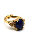 Lapis Lazuli Doğal Taş Ayarlanabilir Gold Renkli Yüzük - YZK-0207