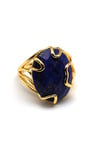 Lapis Lazuli Doğal Taş Ayarlanabilir Gold Renkli Yüzük - YZK-0181