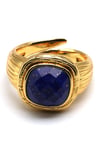 Lapis Lazuli Doğal Taş Ayarlanabilir Gold Renkli Yüzük - YZK-0169
