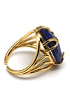Lapis Lazuli Doğal Taş Ayarlanabilir Gold Renkli Yüzük - YZK-0181
