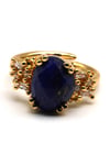 Lapis Lazuli Doğal Taş Ayarlanabilir Gold Renkli Yüzük - YZK-0207