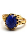 Lapis Lazuli Doğal Taş Ayarlanabilir Gold Renkli Yüzük - YZK-0197