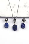 Lapis Lazuli Doğal Taş Kolye - Küpe 2'li Set
