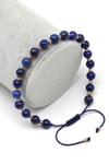 Lapis Lazuli Doğal Taş Makrome Örme Bileklik Küre Kesim - BMK-639